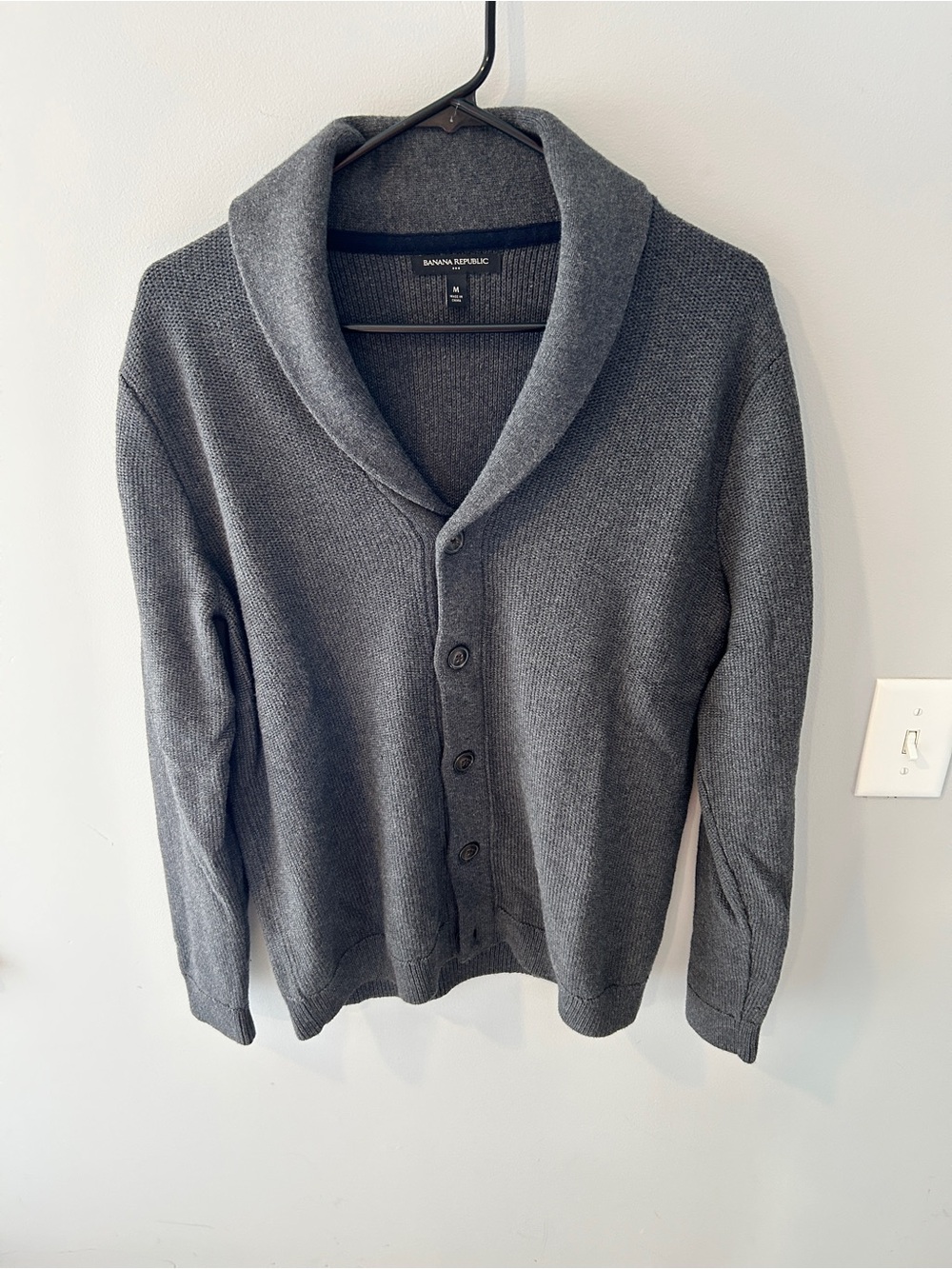 Banana Republic Men's Charcoal Shawl Collar Cardigan